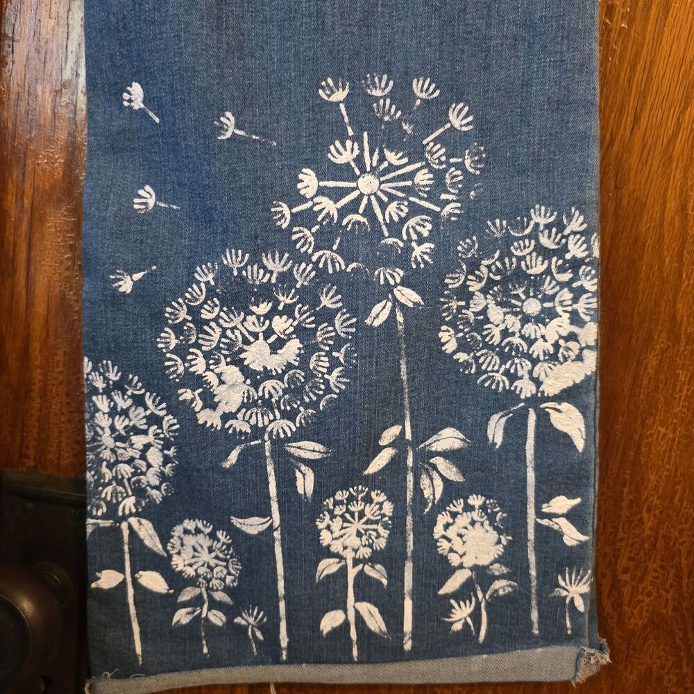 HANDCRAFTED Upcycled Denim Jeans HANDPAINTED Bell Bottoms Floral Design Size 14 - Picture 12 of 12